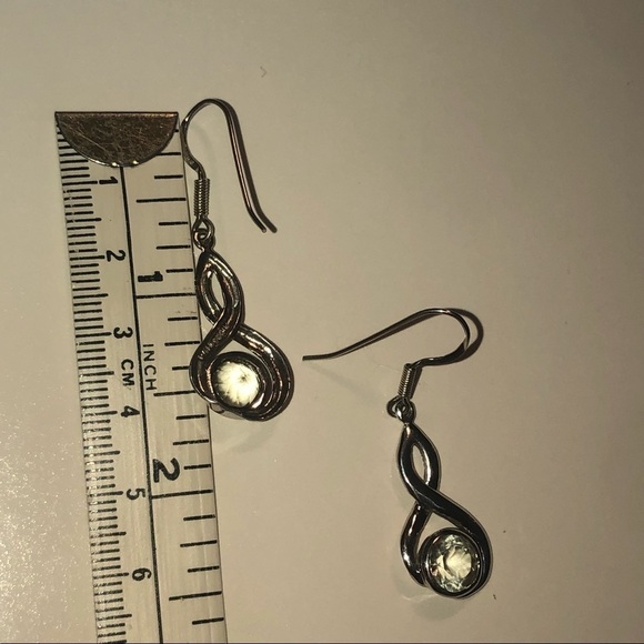 VTG Green Amethyst & Sterling Silver Infinity Figure 8 Dangle Earrings 1.6” - Picture 8 of 8